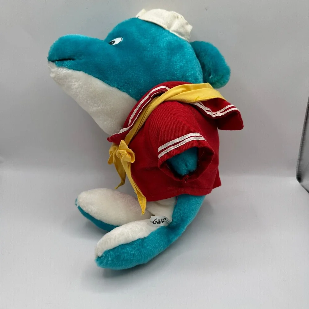 Royal Caribbean Cruise Line Dolphin Plush 15 Inch Teal Sailor Outfit Toy Vintage